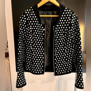 Zara Woman Studio leather studded bomber jacket